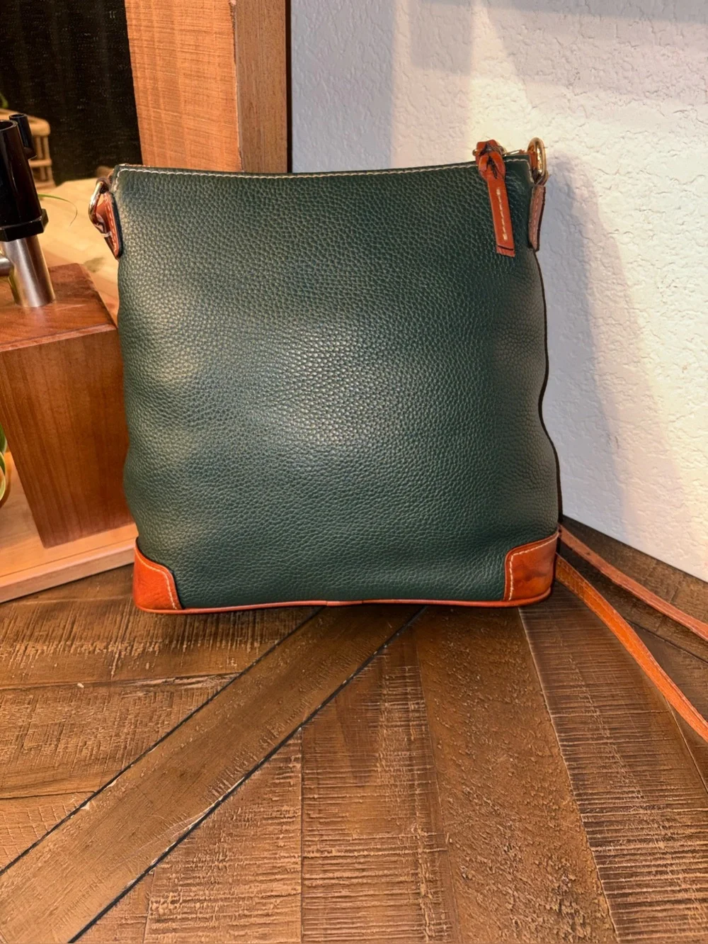Dooney & Bourke Pebble Grain Leather Crossbody | Forest Green & British Tan - Picture 6 of 8
